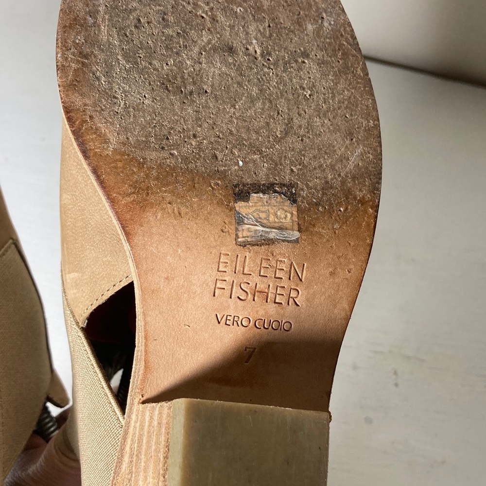 Eileen Fisher Vero Cuoio Evan Tan Soft Leather Ankle Booties Boots, Size 7 - Picture 10 of 15